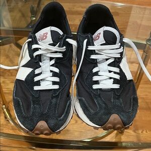 New Balance Black, White and Brown Retro Runner Sneakers